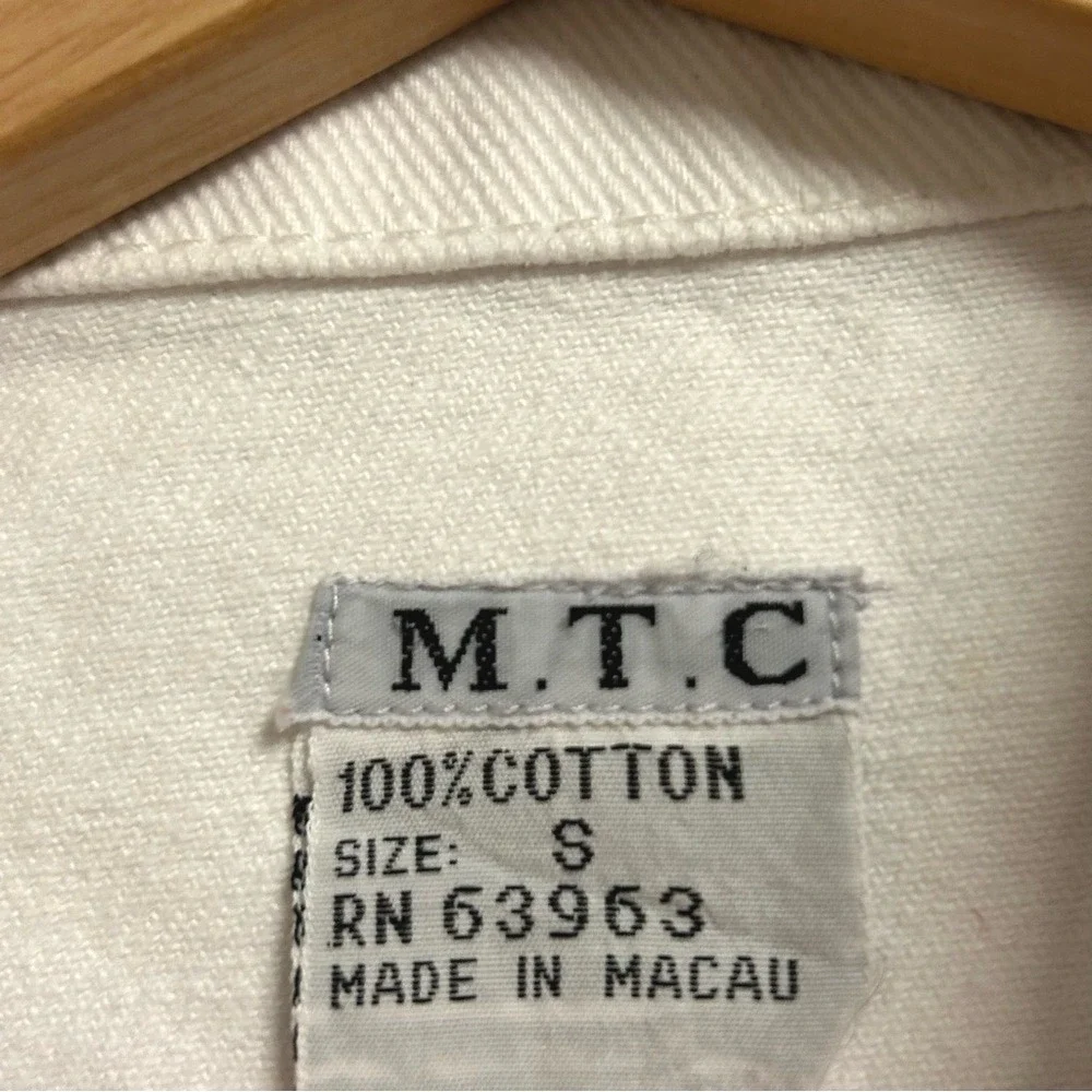 M.T.C White Denim Jacket Vintage 100% Cotton Trucker Size S‎